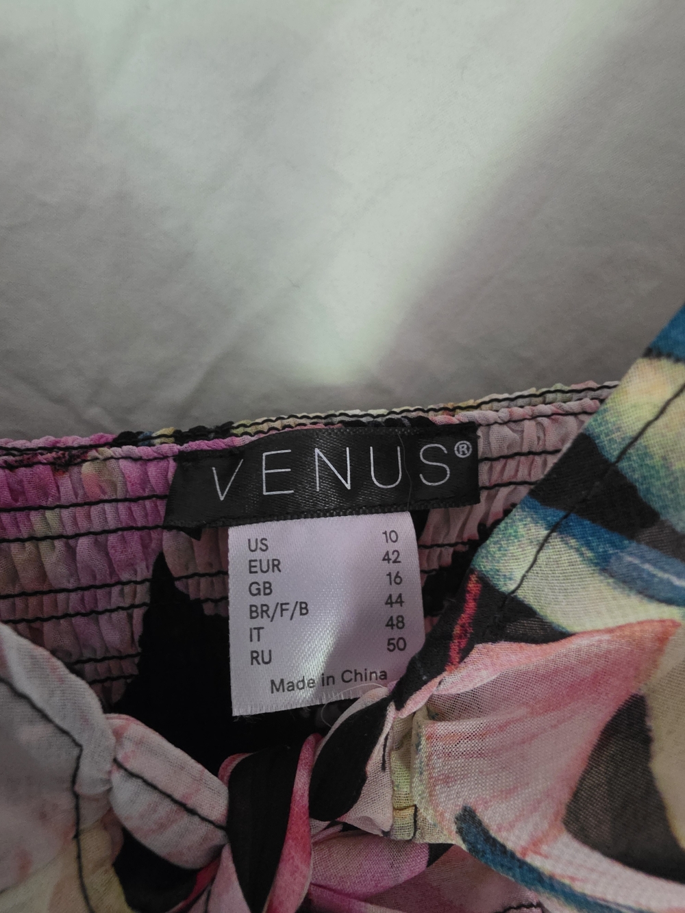 VENUS Floral Print Midi Top in Pink, Blue & Cream